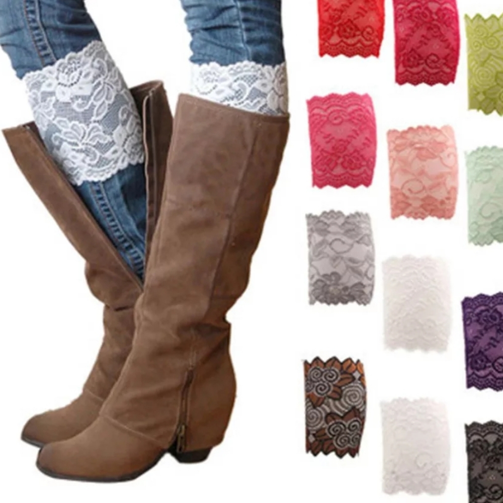 Grey Lace Boot Cuffs - Picture 2 of 4